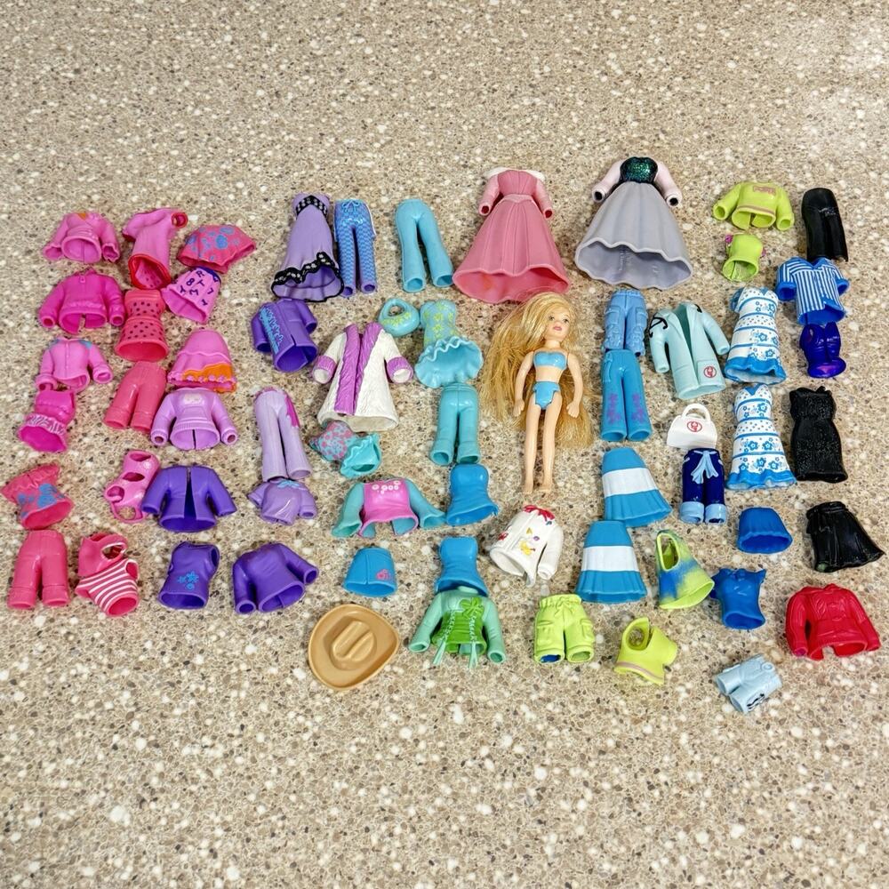 Polly Pocket Lot Doll Disney Princess Dresses Clothes Shoes Accessories 60+